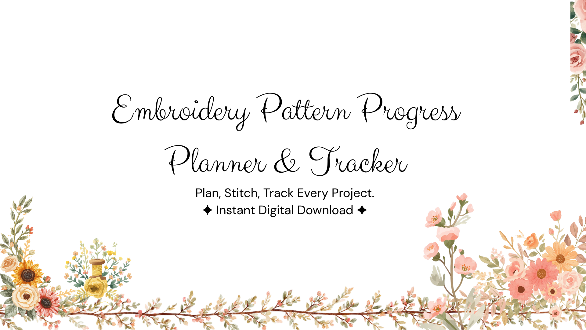 Embroidery Pattern Progress Planner & Tracker